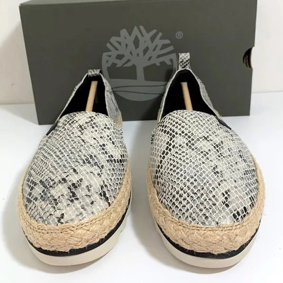 Timberland Barcelona Bay Espadrilles Leather Snake Print Flats Size 9.5 NEW