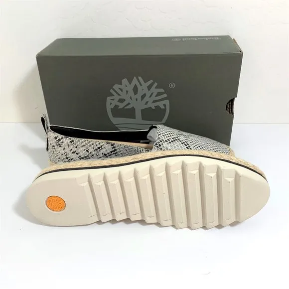Timberland Barcelona Bay Espadrilles Leather Snake Print Flats Size 9.5 NEW