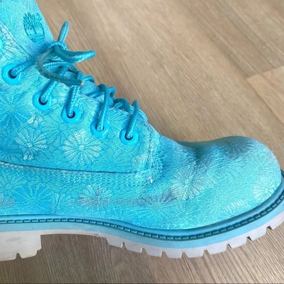 Timberland Big Kids Maui Blue Floral Waterproof Winter Boots Fabric