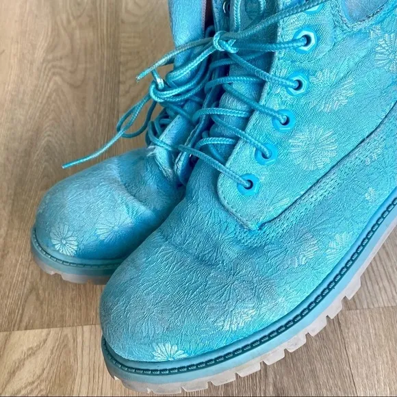 Timberland Big Kids Maui Blue Floral Waterproof Winter Boots Fabric