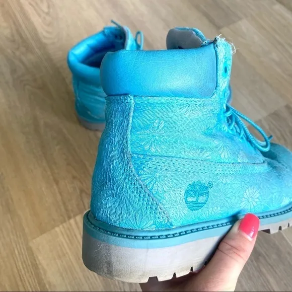 Timberland Big Kids Maui Blue Floral Waterproof Winter Boots Fabric