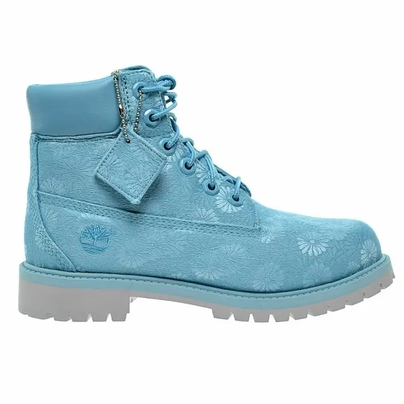 Timberland Big Kids Maui Blue Floral Waterproof Winter Boots Fabric