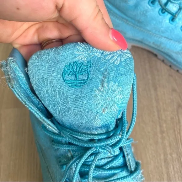 Timberland Big Kids Maui Blue Floral Waterproof Winter Boots Fabric