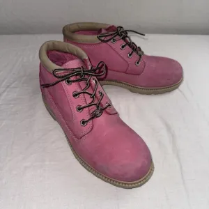 TIMBERLAND Boots NELLIE Size 8M Pink Leather WATERPROOF Outdoor22367 Barbiecore