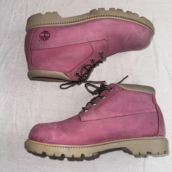 TIMBERLAND Boots NELLIE Size 8M Pink Leather WATERPROOF Outdoor22367 Barbiecore