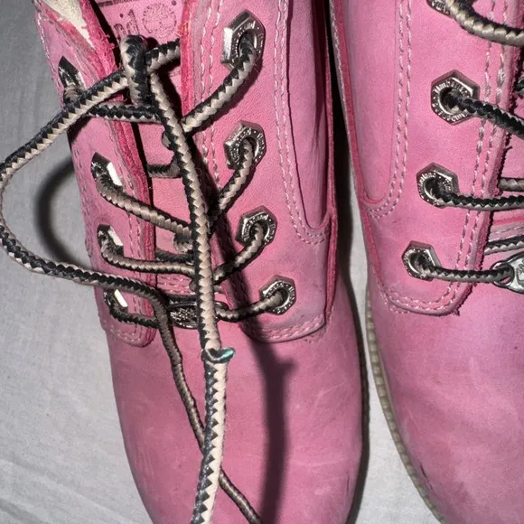 TIMBERLAND Boots NELLIE Size 8M Pink Leather WATERPROOF Outdoor22367 Barbiecore