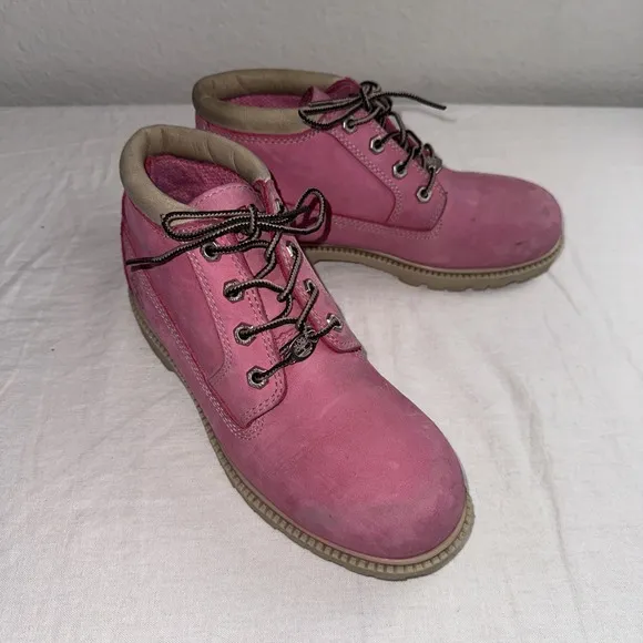 TIMBERLAND Boots NELLIE Size 8M Pink Leather WATERPROOF Outdoor22367 Barbiecore