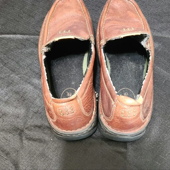 Timberland brown leather slip on loafers. Size 10M