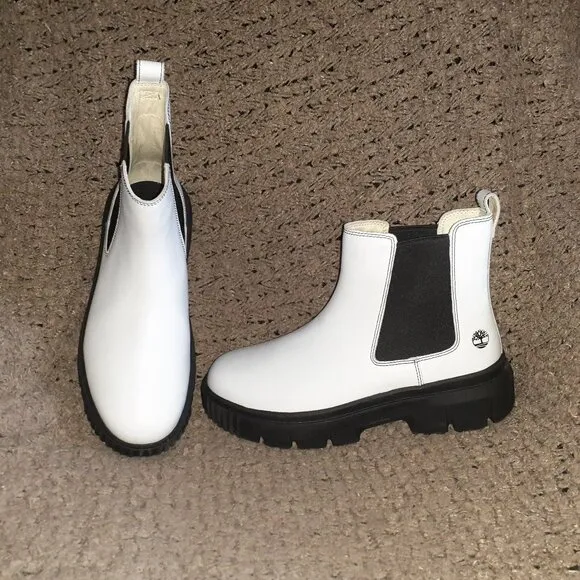 TIMBERLAND-Greyfield Chelsea White Full Grain Waterproof Boot-Sz 9-Near Mint