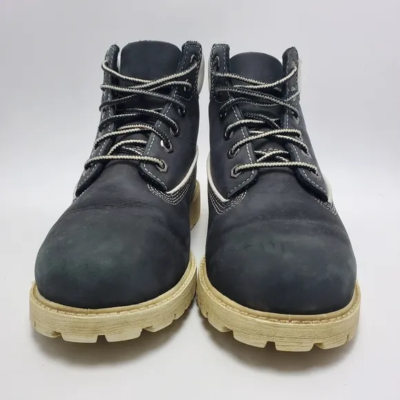 Timberland Kids Boys Nubuck Black White Sole Premium Waterproof Boots Size 2