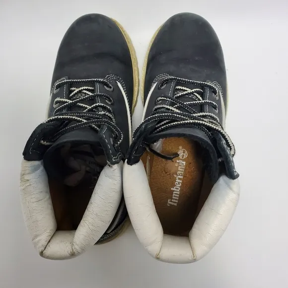 Timberland Kids Boys Nubuck Black White Sole Premium Waterproof Boots Size 2