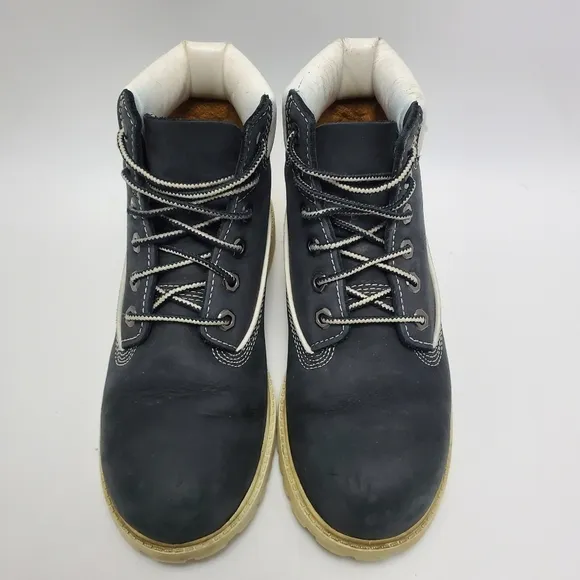 Timberland Kids Boys Nubuck Black White Sole Premium Waterproof Boots Size 2