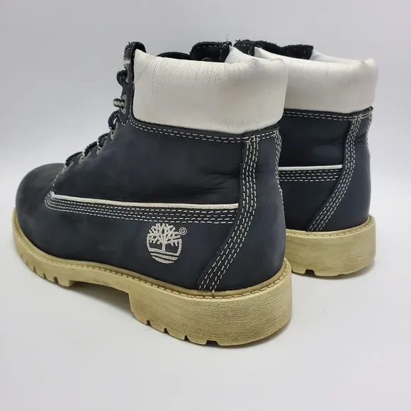 Timberland Kids Boys Nubuck Black White Sole Premium Waterproof Boots Size 2