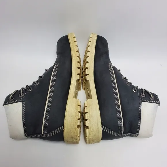 Timberland Kids Boys Nubuck Black White Sole Premium Waterproof Boots Size 2