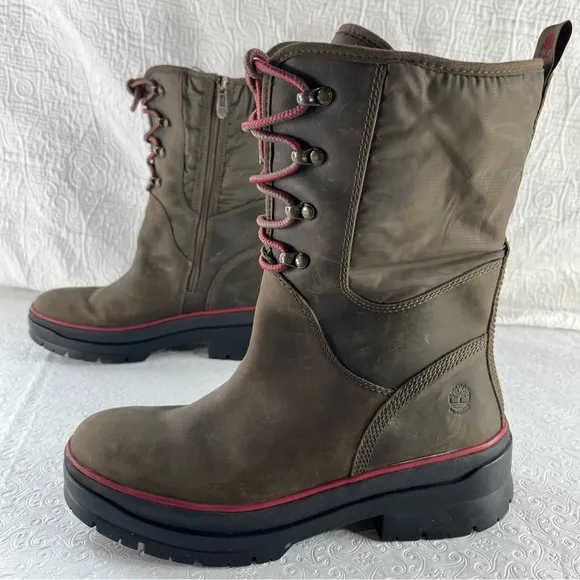 Timberland Malynn Waterproof Cold Weather Leather Boots Women 9.5 Chunky Zip Up