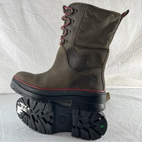 Timberland Malynn Waterproof Cold Weather Leather Boots Women 9.5 Chunky Zip Up