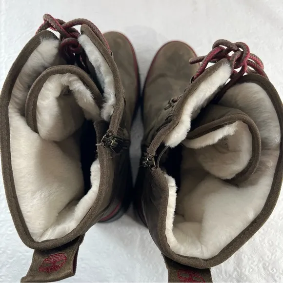 Timberland Malynn Waterproof Cold Weather Leather Boots Women 9.5 Chunky Zip Up