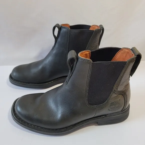Timberland Mens Black Stormbucks Waterproof Chelsea Boots Sz 7M Leather Comfort
