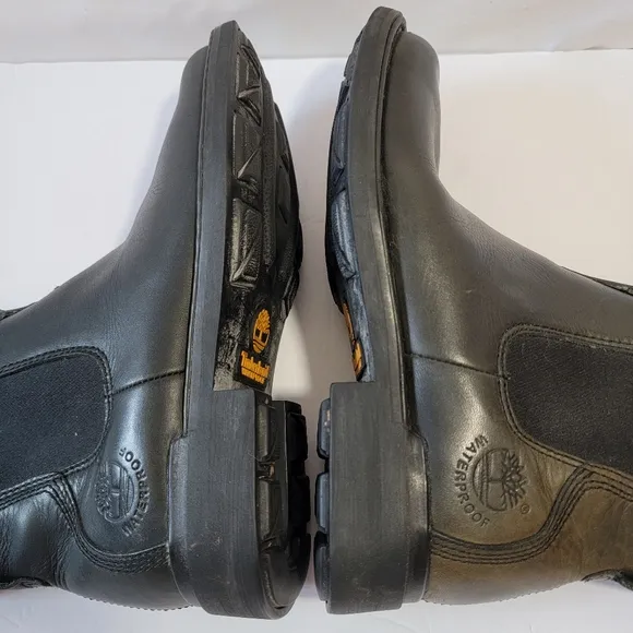 Timberland Mens Black Stormbucks Waterproof Chelsea Boots Sz 7M Leather Comfort