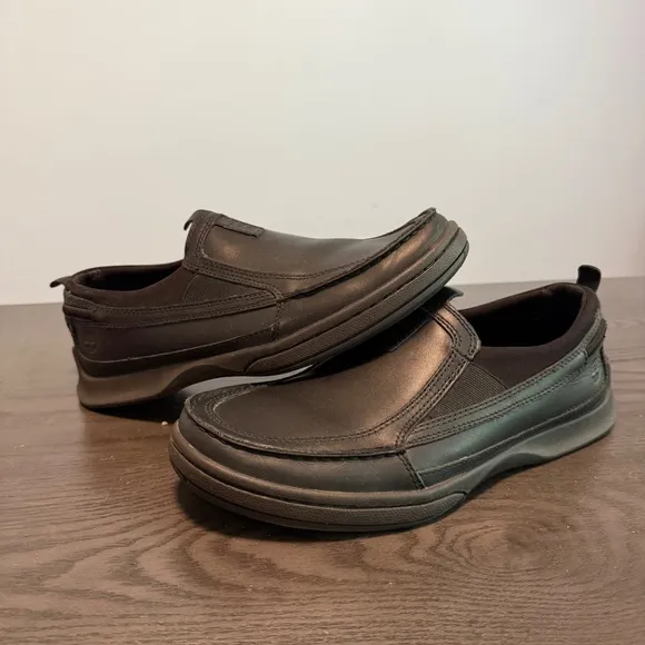 Timberland Men’s Loafers Black Genuine Leather Casual Shoes Slip On Size 10 M
