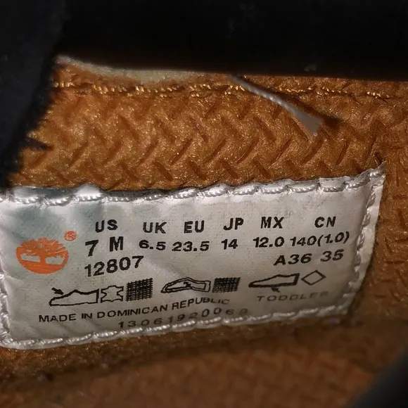 Timberland Mid Black Waterproof Hiker Boots Toddlers Size 7M