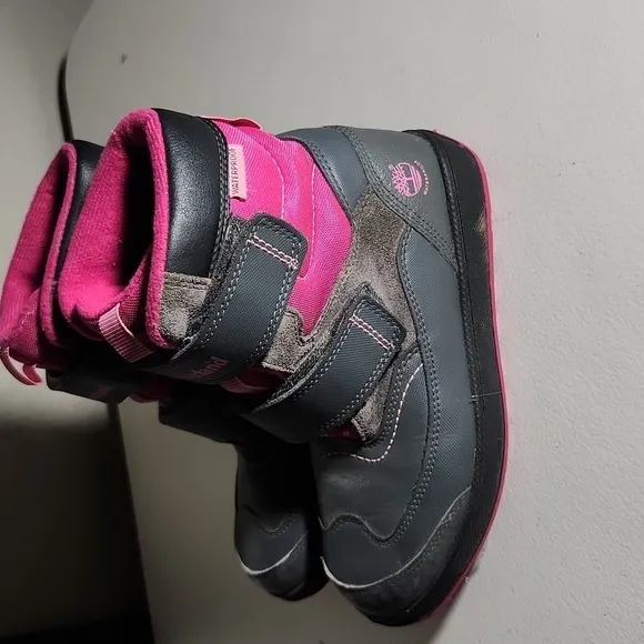 Timberland thermolite kids girls snow boots waterproof size 3 girls pink gray