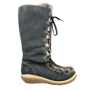 Timberland Women’s Kickadilla Black Nubuck Faux Fur Winter Boot Size US 10