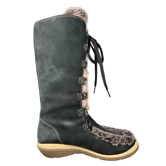 Timberland Women’s Kickadilla Black Nubuck Faux Fur Winter Boot Size US 10