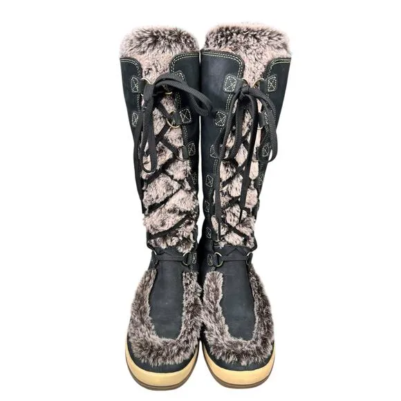 Timberland Women’s Kickadilla Black Nubuck Faux Fur Winter Boot Size US 10