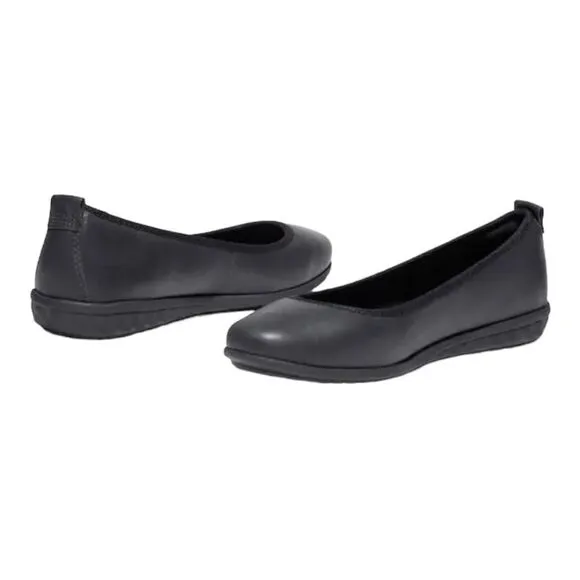 Timberland Women's Bradstreet Ultra Ballerina Flats Black Leather 9.5M New