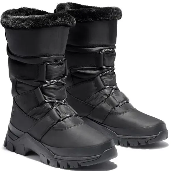 TIMBERLAND Jenness Pull-On Waterproof Boots, Faux Fur Lined Black size 6.5 NEW