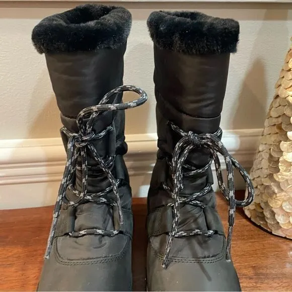TIMBERLAND Jenness Pull-On Waterproof Boots, Faux Fur Lined Black size 6.5 NEW