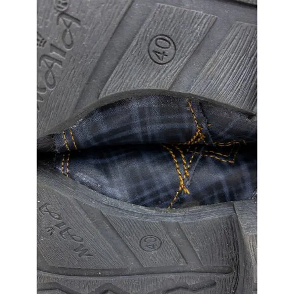 TMA EYES Black Plaid Distressed Faux Fur Lined Leather Combat Boots 8.5 Women's