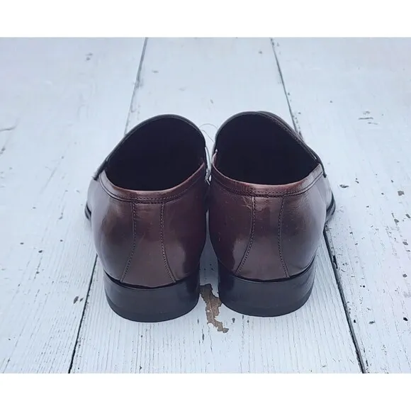 To Boot New York Burnished Brown Leather Penny Loafers Made Italy US 9.5 EU 43.5