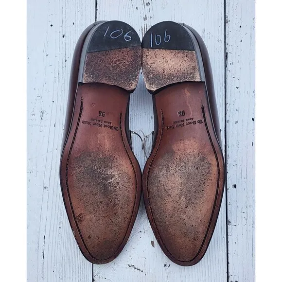 To Boot New York Burnished Brown Leather Penny Loafers Made Italy US 9.5 EU 43.5
