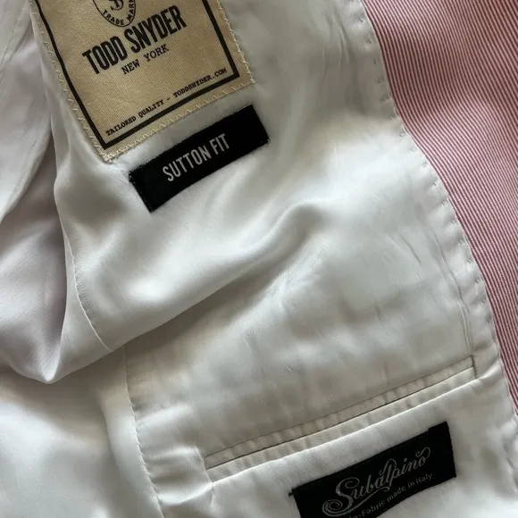 Todd Snyder Pink Fine Corded cotton Stripe Sutton Suit -38S (30 waist)
