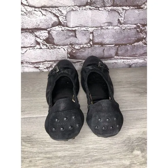 Tod's Black Leather Cap Toe Buckle Ballerina Ballet Flats Women's Sz 10M US/41EU