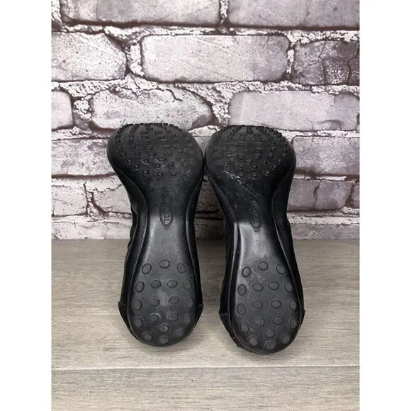 Tod's Black Leather Cap Toe Buckle Ballerina Ballet Flats Women's Sz 10M US/41EU