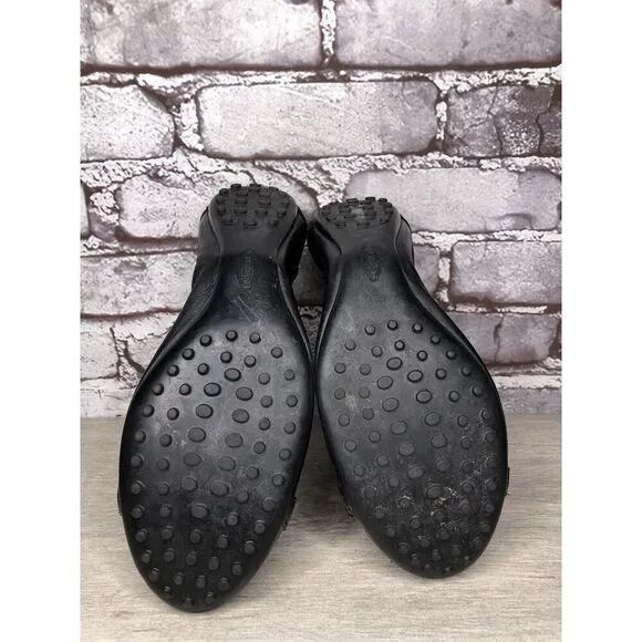 Tod's Black Leather Cap Toe Buckle Ballerina Ballet Flats Women's Sz 10M US/41EU