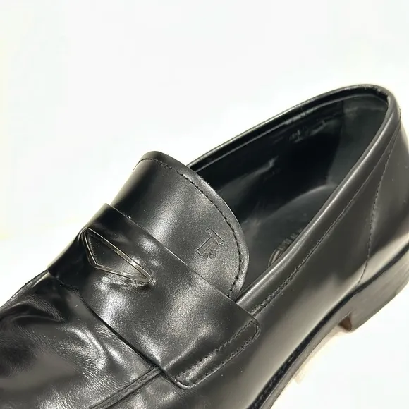 Tod's Black Leather Penny Loafers