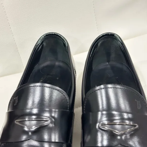 Tod's Black Leather Penny Loafers