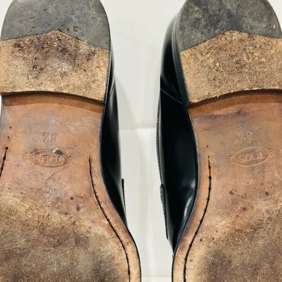 Tod's Black Leather Penny Loafers