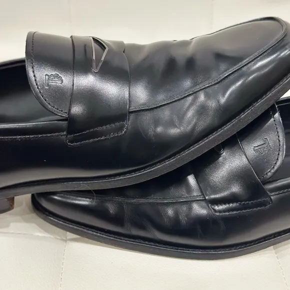 Tod's Black Leather Penny Loafers