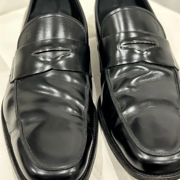 Tod's Black Leather Penny Loafers