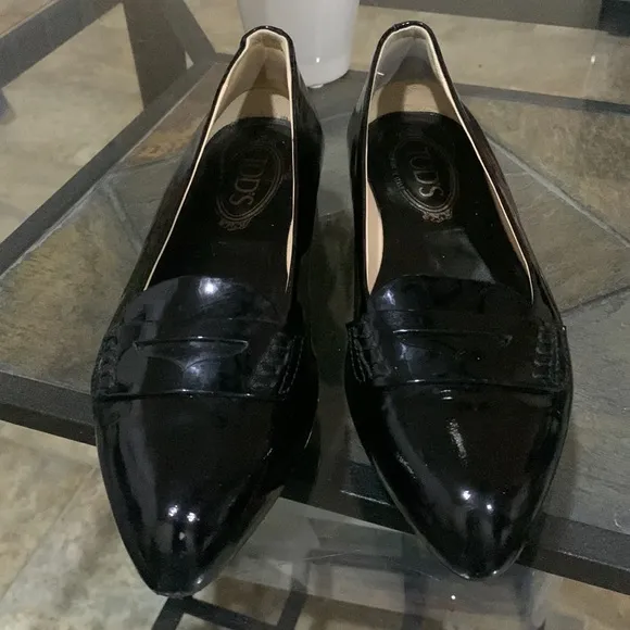 TODS Black Patent Leather Loafers