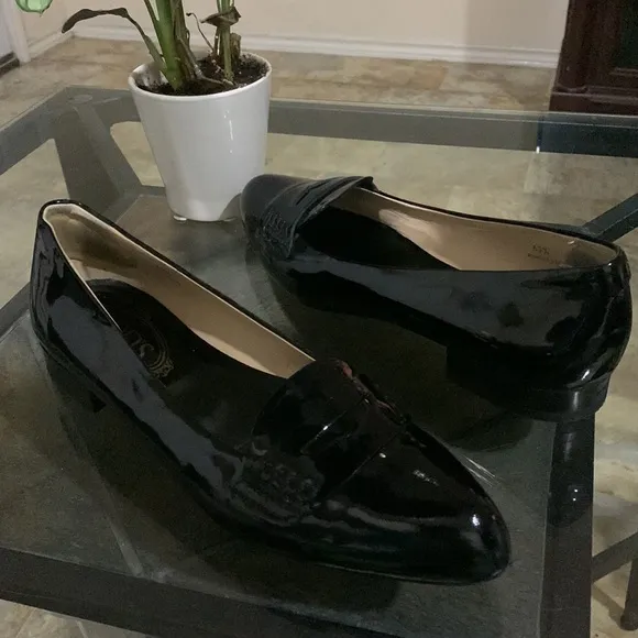 TODS Black Patent Leather Loafers