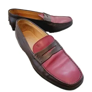 TODS BURGANDY/BROWN GOMMINO DRIVER LOAFERS SIZE 8.5