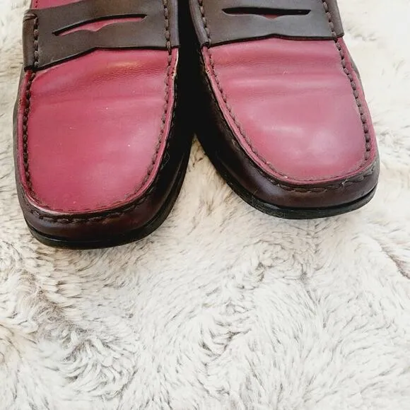 TODS BURGANDY/BROWN GOMMINO DRIVER LOAFERS SIZE 8.5