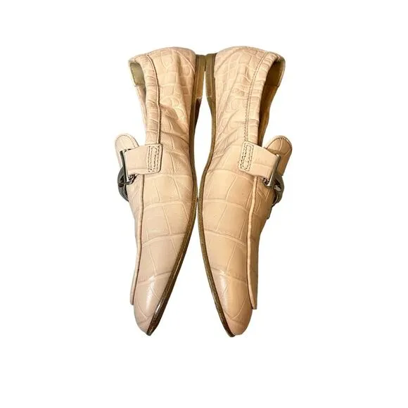 TOD'S Double T Croc-Embossed Leather Loafers