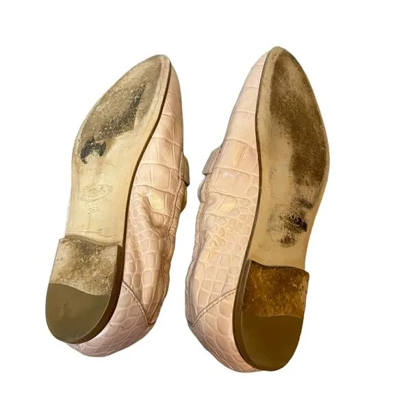 TOD'S Double T Croc-Embossed Leather Loafers